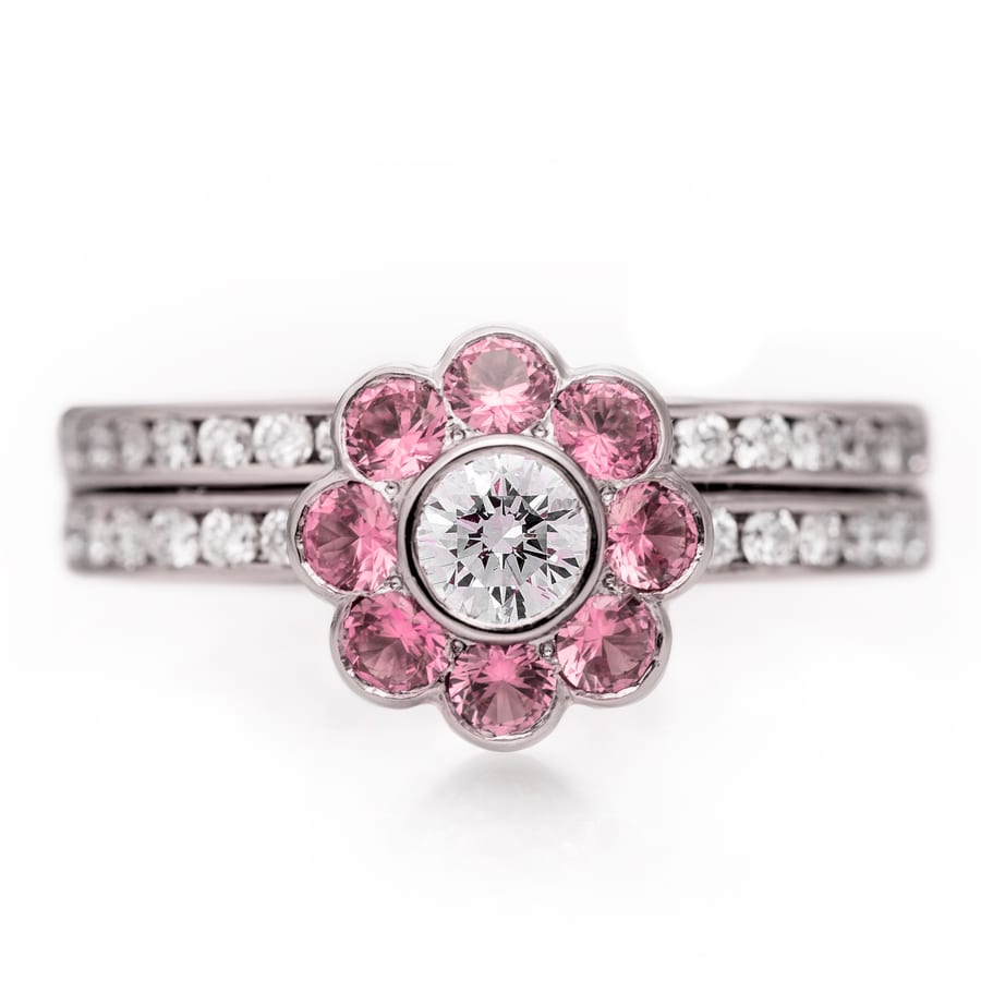 Daisy Engagement Ring, view 3